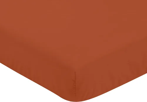 Vista 3 de Sweet Jojo Designs Orange Girl - Sábana bajera ajustable para cuna para bebé, recién nacido, habitación de bebé, colchón estándar óxido quemado