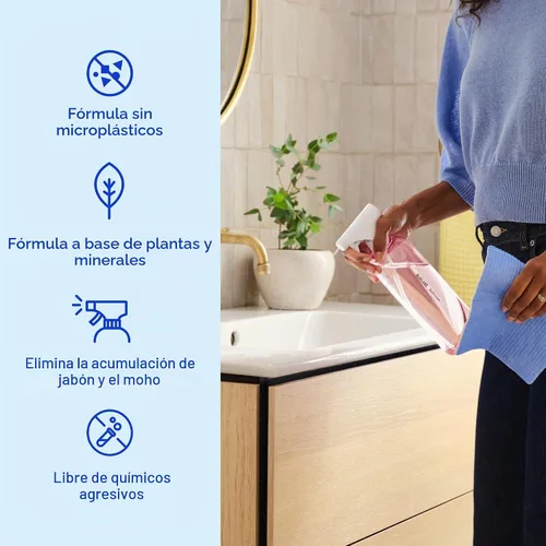 Vista 2 de BLUELAND Limpiador en aerosol para baño, paquete de 4 recargas, eucalipto menta