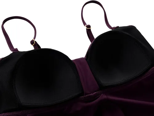 Vista 5 de Hilor Flyaway Tankini Top Bandeau - Traje de baño fluido con control de abdomen para mujer