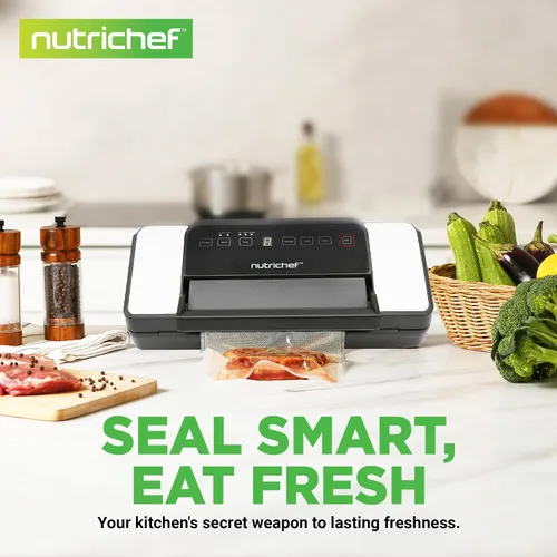 Vista 7 de NutriChef Selladora al vacío automática de alimentos con función de doble sellado, sistema eléctrico de sellado de aire para alimentos secos