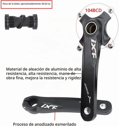 Vista 2 de Bielas para Bicicleta de Montaña Biela Integrada Hueca Modificada de Disco Único 32T 34 36T