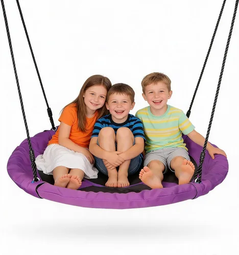 Vista 8 de SUPER DEAL Columpio de Árbol de 40 Pulgadas, Columpio Platillo Volador para Niños al Aire Libre, Capacidad de Peso de 800 Libras, Tela Textilene