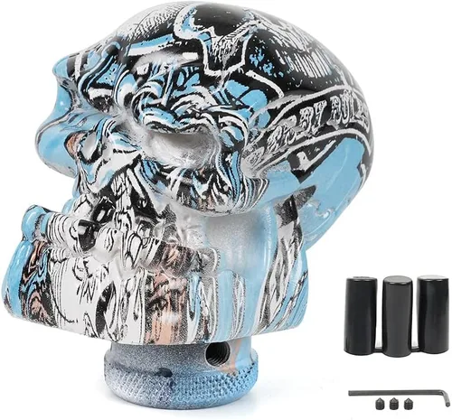 Vista 7 de Pomo de palanca de cambios de calavera negra universal para Negro