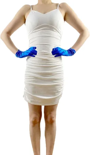 Vista 14 de Vestido de novia de satén para mujer, fiesta de ópera, guantes de los años 20, guantes hasta la muñeca