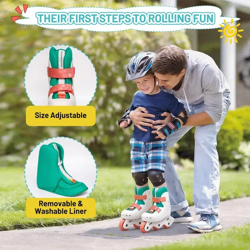 Vista 2 de SKT HP Patines en línea ajustables para niños de 3 a 8 años, patines ultraligeros para principiantes para niños y niñas, patines en línea pintables