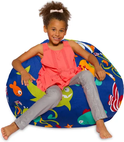 Vista 18 de Posh Beanbags - Sillón puff XL, 48 pulgadas, tela de lona para colorear - Mundo divertido Azul Rey Sólido