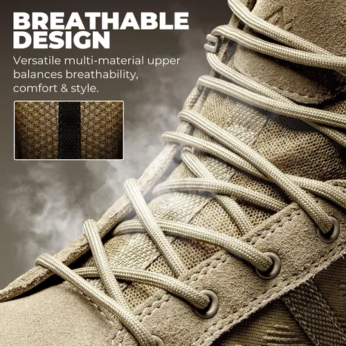 Vista 5 de NORTIV 8 Botas de combate tácticas ligeras para hombre Arena