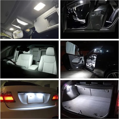 Vista 5 de Kit de 12 bombillas LED blancas para interiores Ford Expedition 1997 1998 1999 2000 2001 2002 Mapa Domo Tronco Luces de matrícula LED