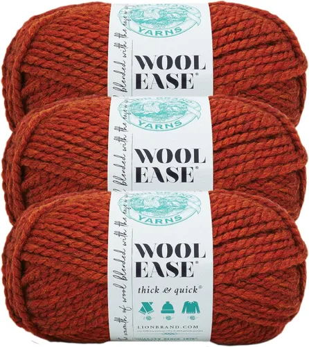 Vista 175 de Lion Brand Yarn - Ovillo de lana Wool-Ease Thick & Quick color fuerza aérea Super Bulky Wool Acrylic Blend Fiber for Soft Hats, Sweaters, Chunky