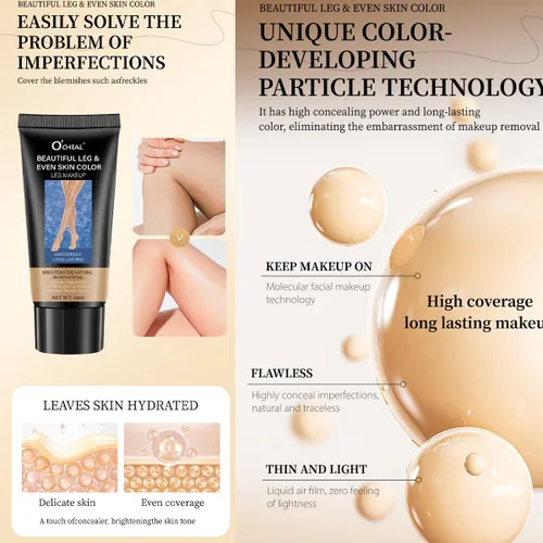 Vista 6 de Maquillaje de piernas impermeable sin transferencia, maquillaje para venas varicosas, cicatriz corporal para cubrir tatuajes, 2 piezas