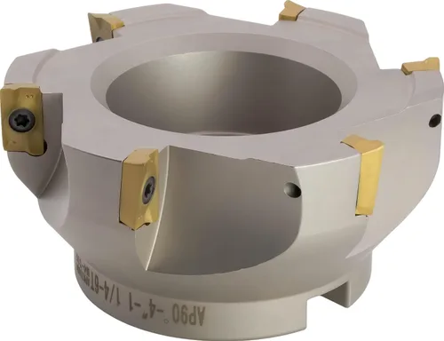 Vista 6 de Molino de cara indexable de 90° de 2" (Shell), para fresado de hombro cuadrado, diámetro del orificio del eje de 3/4", 4 flautas, con 4 piezas