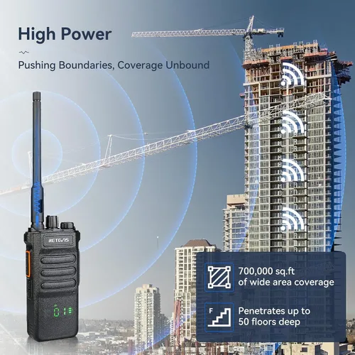 Vista 2 de Retevis RT86 - Radio de 2 vías de largo alcance con cargador de 6 vías para almacén, paquete de 6 High Power Strong Signal, Professional Walkie