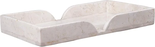 Vista 15 de Lujosa bandeja de tocador de mármol natural tallada a mano, organizador elegante y resistente para baño, dormitorio, maquillaje, encimeras, beige