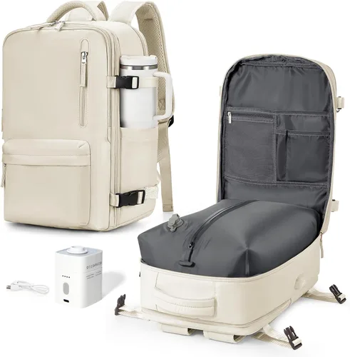 Vista 21 de VGCUB Mochila grande de viaje para trabajo, negocios, mochila para computadora portátil aprobada para vuelo, para mujeres y hombres, mochila