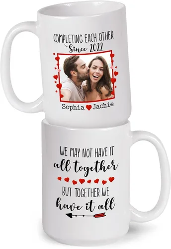 Vista 13 de A True Love Story Never Ever Taza, regalos de boda, regalos de pareja con foto personalizada para él y ella, taza de café con imagen de pareja, taza