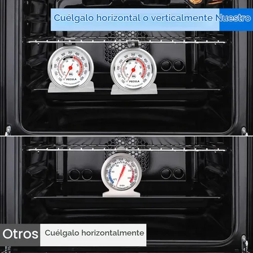 Vista 5 de Termómetro de horno 50-300 °C/100-600 °F, Termómetro de horno para hornear y chef, Termómetro de acero inoxidable de lectura instantánea, Termómetro