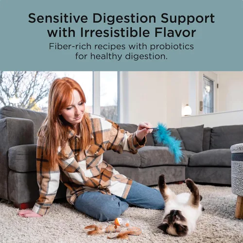 Vista 2 de Go! Solutions Digestión + salud intestinal, comida seca para gatos, receta de pollo con granos antiguos, bolsa de 3 libras Fiber-Rich Kibble for