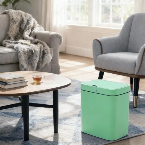 Vista 6 de Bote de basura con sensor de movimiento, automático de 4 galones con tapa hermética sellada, recargable por USB, compacto para baño, cocina