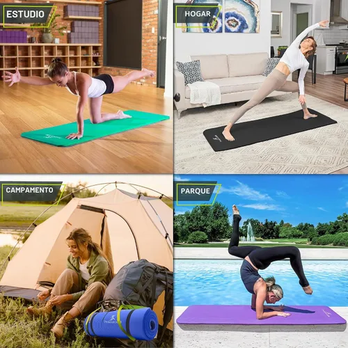 Vista 5 de ProsourceFit Extra Thick Yoga and Pilates Mat, 71-inch Long High Density Exercise Mat with Comfort Foam and Carrying Strap Negro