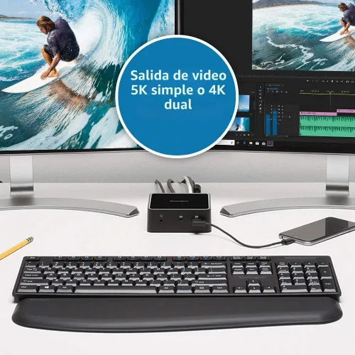 Vista 3 de Kensington Estación de acoplamiento Thunderbolt 3 SD2400T - 85W PD - Dual 4K para Windows y Mac - Compatible con TAA (K38390NA)