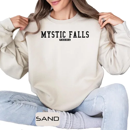 Vista 5 de Camiseta Mystic Falls Virginia, estilo vintage universitario, camiseta inspirada en la televisión, regalo para mujeres y hombres
