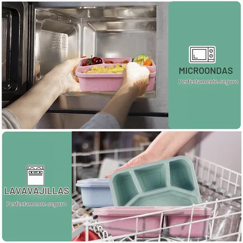 Vista 3 de Contenedores de preparación de comidas de 40 onzas con 4 compartimentos, 8