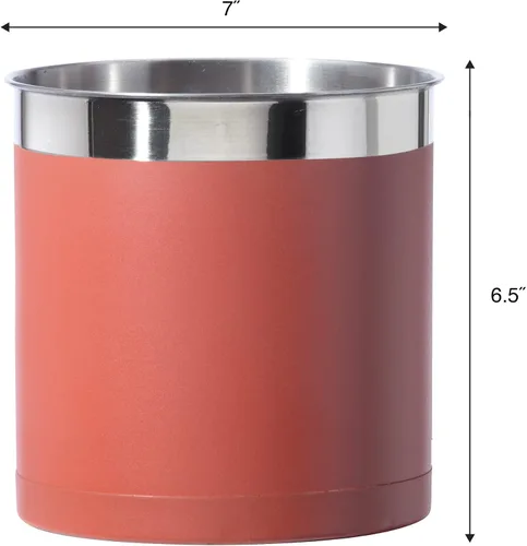 Vista 5 de OGGI - Portautensilios de acero inoxidable extragrande - Organizador de utensilios de cocina de 7", con base con peso para mayor estabilidad