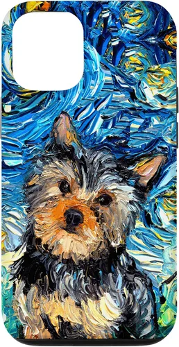 Vista 28 de iPhone 16 Yorkshire terrier Starry Night Cute Yorkie Dog Art por Aja Case