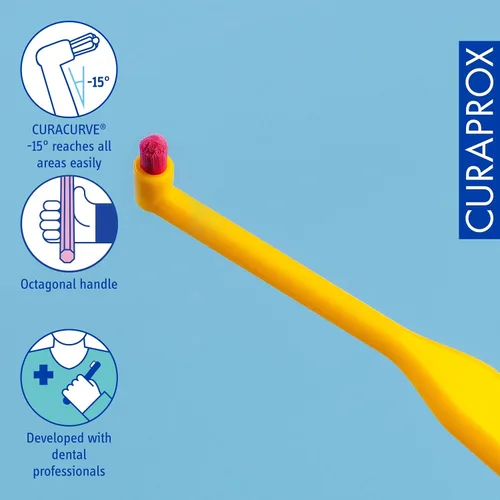 Vista 3 de Curaprox Cepillo de dientes de un solo mechón – Limpieza de línea de encías de precisión Cuidado suave para aparatos ortopédicos e implantes