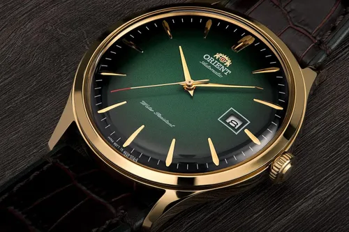 Vista 4 de Orient Reloj automático analógico para hombre con correa de cuero FAC08002F0, Oro, Correa