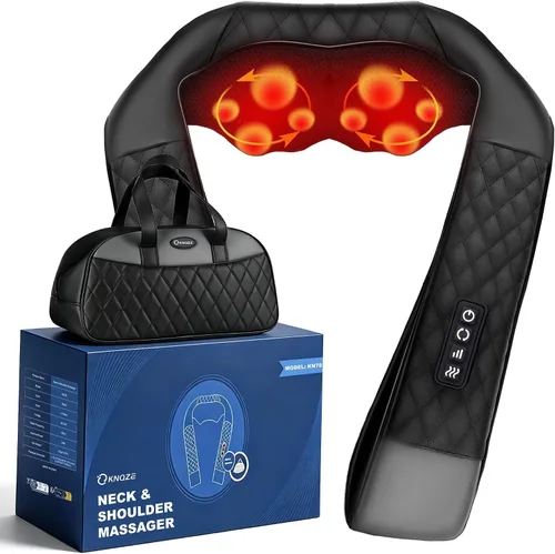 Vista 9 de Masajeador de cuello con calor, masajeador de cuello para aliviar el dolor de tejido profundo, masaje de amasamiento de tejido profundo 4D