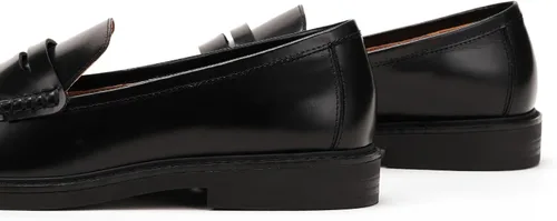 Vista 5 de C.Paravano Mocasines Penny de cuero genuino para mujer, mocasines planos Negro