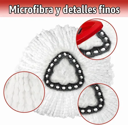Vista 4 de Paquete de 3 cabezales de repuesto para trapeador, compatible con sistema EasyWring de 1 tanque