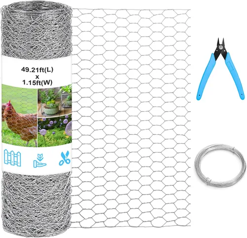 Vista 8 de Alambre de Gallinero para Arreglos Florales, 13.78 x 118 Pulgadas, Alambre de Gallinero Floral Galvanizado Ligero Hexagonal Verde para Jardín, Malla
