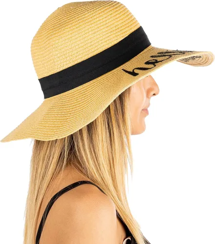 Vista 5 de Funky Junque Sombrero de sol para mujer con refranes bordados