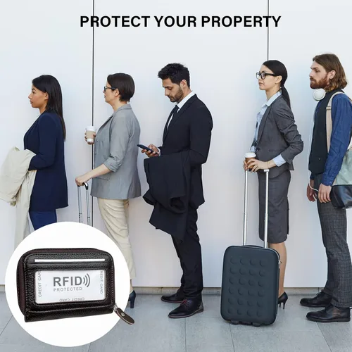 Vista 35 de Tarjetero RFID de bolsillo con ventana para ID, piel genuina, S, Negro