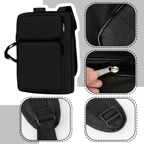 Vista 3 de PENINSULA LOVE Portafolio de arte 8K Bolsa de transporte impermeable para artistas, bolsa de mano portátil para artistas, bolsa de almacenamiento