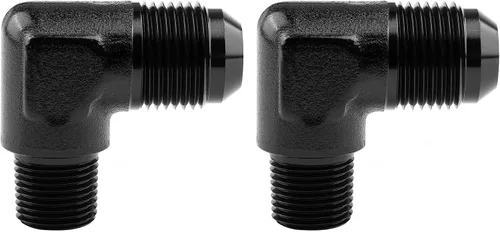 Vista 28 de EVIL ENERGY 3AN macho acampanado a 1/4" NPT tubo adaptador de ajuste de 90 grados aluminio negro 2 piezas