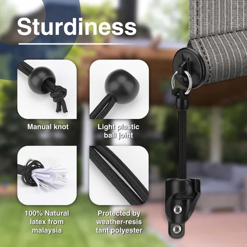 Vista 3 de Correas elásticas universales para sombra, piezas de repuesto, compatibles con persianas enrollables Coolaroo para exteriores, persianas para Negro