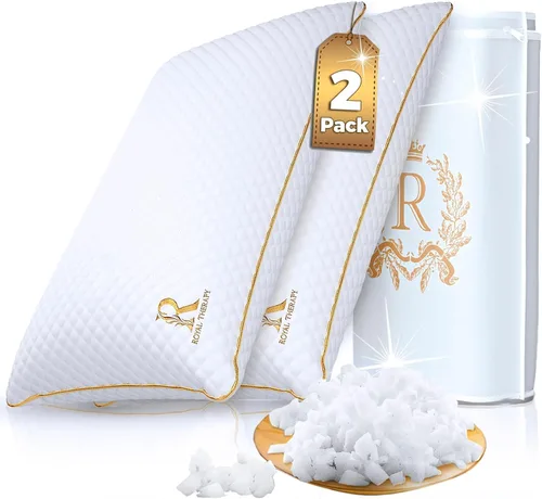 Vista 18 de Royal Therapy - Almohada de espuma viscoelástica Queen, almohada de espuma triturada ajustable sin olor para el alivio del dolor de cuello