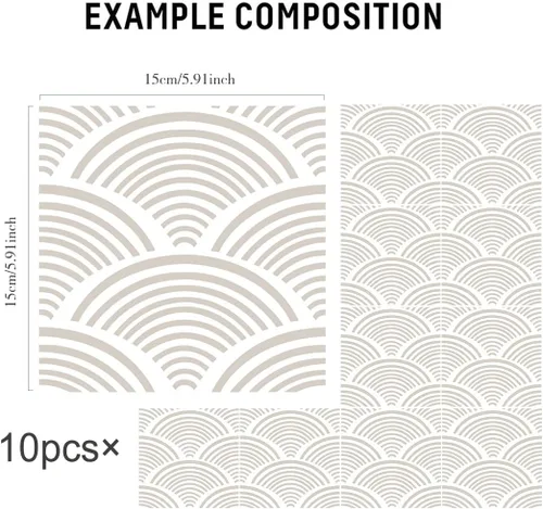 Vista 5 de Adhesivos de vinilo para azulejos de pared autoadhesivos, calcomanías impermeables para decoración de cocina, baño, línea ondulada de abulón, 6 x 6