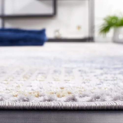 Vista 5 de SAFAVIEH Palma Collection - Alfombra de pasillo, 2 pies 2 pulgadas x 9 pies, color beige y azul, diseño geométrico, ideal para zonas de alto tráfico