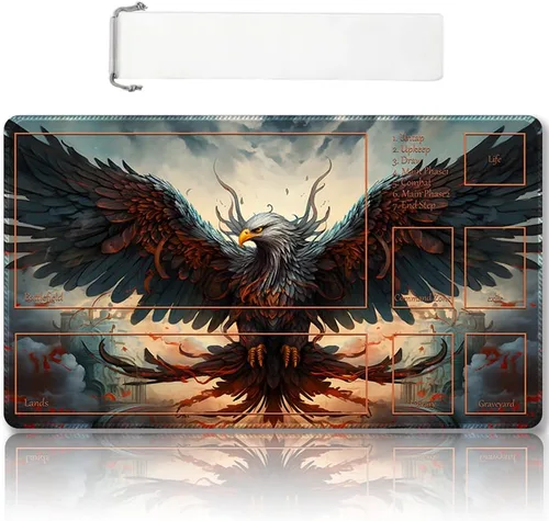 Vista 18 de Tapete de juego MTG cosido de alta calidad con zonas y parte trasera de goma antideslizante, tapete de juego TCG para MTG y otros juegos de cartas