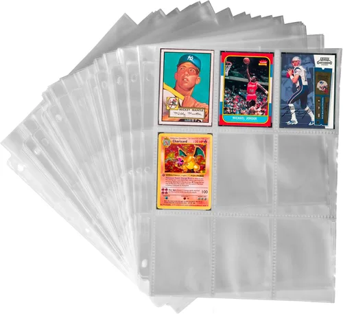 Vista 2 de Samsill Paquete de 40 protectores de páginas de 9 bolsillos, fundas para tarjetas de intercambio, páginas de béisbol para carpeta de 3 anillos