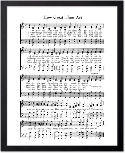 Vista 43 de Poster Master Póster de partitura de música vintage, impresión de himno retro, regalo para músico, amigo, "How Great Thou Art, himno, verso