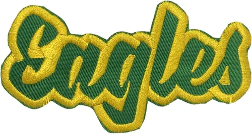Vista 21 de (2 x 4 pulgadas) Eagles, espíritu de equipo, bordado, parche para planchar (sarga blanca/contorno verde)