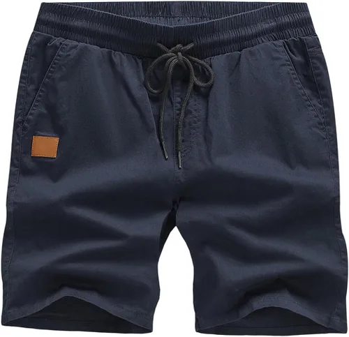 Vista 4 de JMIERR Mens Casual Shorts Cotton Drawstring Summer Beach Stretch Twill Chino Golf Short with Pockets
