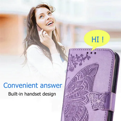 Vista 6 de for Xiaomi 12s Ultra Wallet Case Butterfly Flower Design PU Leather Flip Folio Cover with Card Holder Kickstand Wrist Strap Shockproof Protective