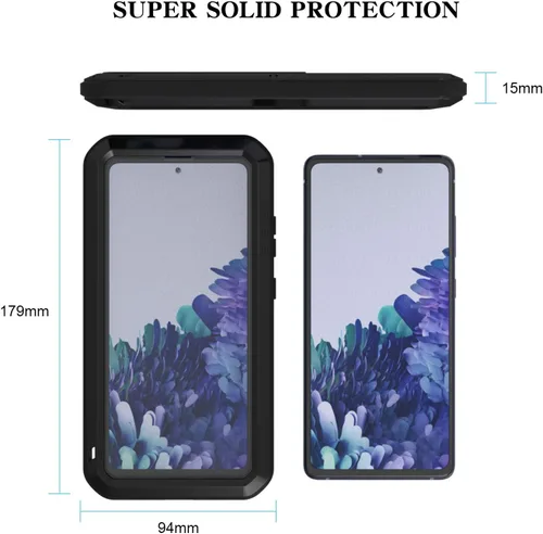 Vista 3 de LOVE MEI Funda militar resistente para Samsung Galaxy S20 FE 5G, con protector de pantalla de vidrio templado, a prueba de golpes, a prueba