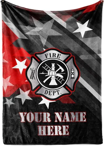 Vista 12 de Manta de bombero personalizada acogedora Manta personalizada para cama infantil Decoración de dormitorio de bombero Manta de forro polar suave